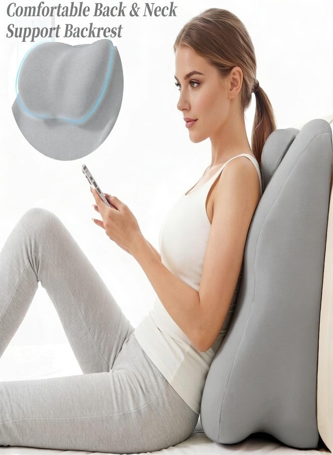 Multi-Functional Pillow Ergonomic Wedge Backrest with Wide Applications Memory Foam Superior Support New Prone Position for Reading Unique Curved Design (Light Gray) - Image 4