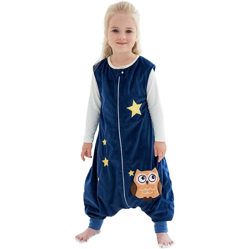 MICHLEY Toddler Sleeping Sack with Feet Newborn Infant Sleeveless Sleeping Bag 2-way Zipper Baby Wearable Blanket for Walkers,Dark Blue Owl,1-3T - Image 1