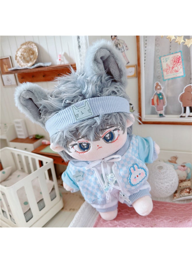 null - 20cm Non-attribute Star Doll Humanoid Doll Plush Toy Gray Cub Cute Cotton Doll Nude Doll-Specifications:There Is A Skeleton 20cm-Color:Little Baby + Klein Blue Two-Piece Set - Image 1