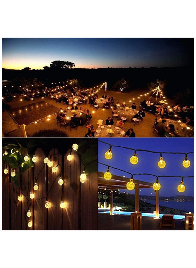 KASTWAVE Solar Outdoor String Lights, 1 Pack Total 20ft 30 LED Crystal Ball Waterproof Solar Powered Globe Lights for Garden Patio Bistro Cafe Gazebo Holiday Party Outdoor Decorations (Warm White) - Image 2