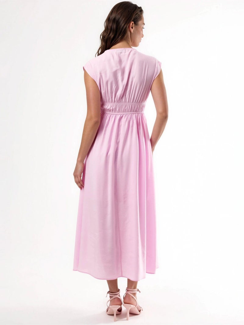 BUSEM V-neck Midi Dress with Tie Detail - Image 3