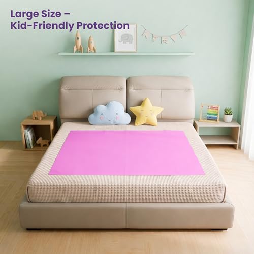 MY ARMOR Baby Dry Sheet for New Born Baby, Anti-Piling Waterproof Mattress Protector for Bed (Quick Drying/Extra Absorbent Dry Sheet for Bed) - Pack of 2 (Large (100cm x 140cm), Pink & Sky Blue) - Image 2