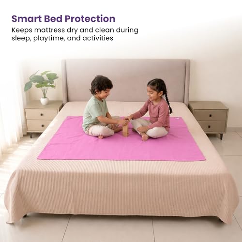 MY ARMOR Baby Dry Sheet for New Born Baby, Anti-Piling Waterproof Mattress Protector for Bed (Quick Drying/Extra Absorbent Dry Sheet for Bed) - Pack of 2 (Large (100cm x 140cm), Pink & Sky Blue) - Image 3
