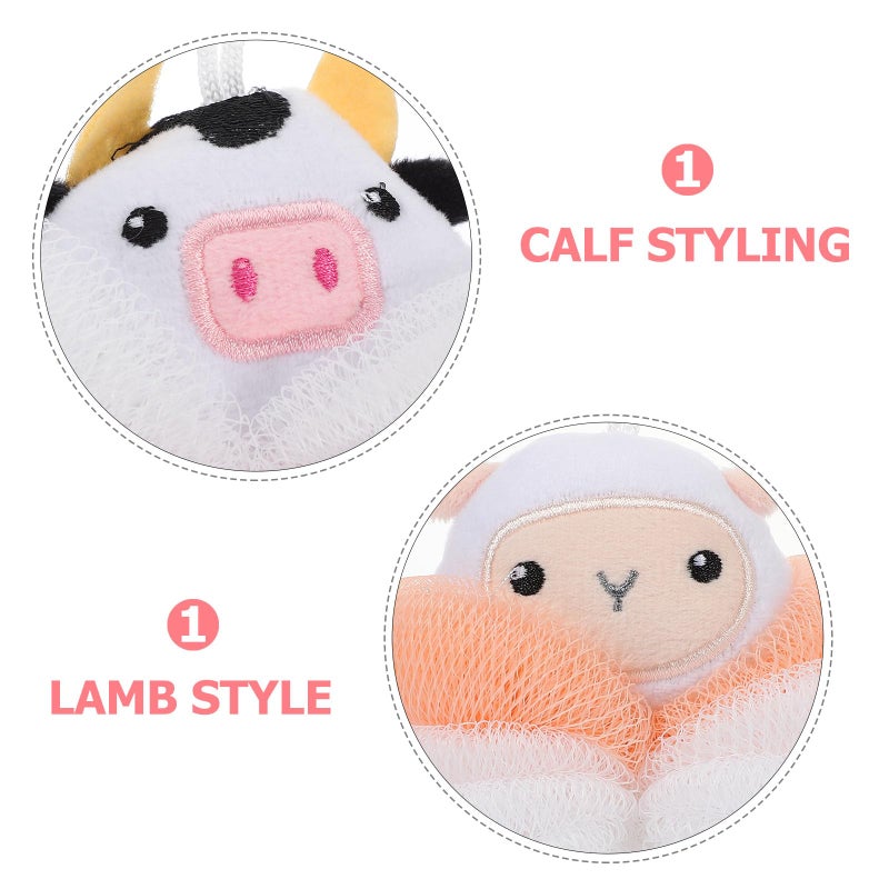 Animal Shaped Bath Loofah Scrubbers 2Pcs Exfoliating Shower Sponges For Sensitive Skin - Image 4