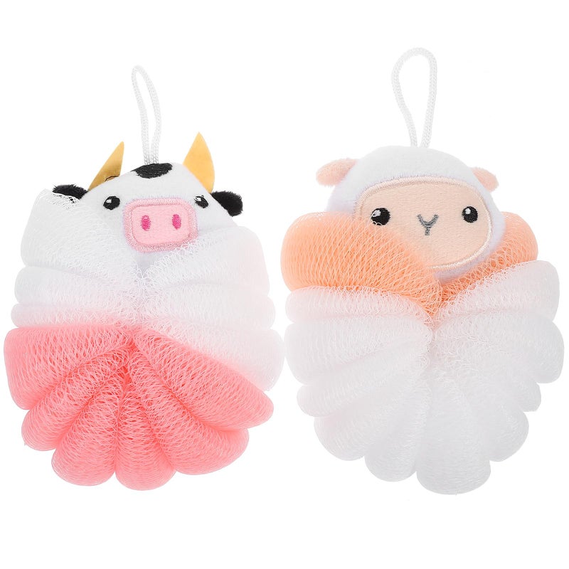 Animal Shaped Bath Loofah Scrubbers 2Pcs Exfoliating Shower Sponges For Sensitive Skin - Image 2