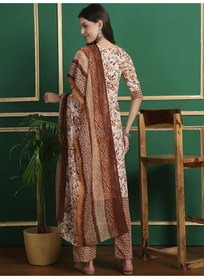 متجر Pinkmint: طقم كورتا قطنية مستقيمة ومطبوعة مع بنطال ودوباتا فاخرة - مقاس 2XL - Image 4
