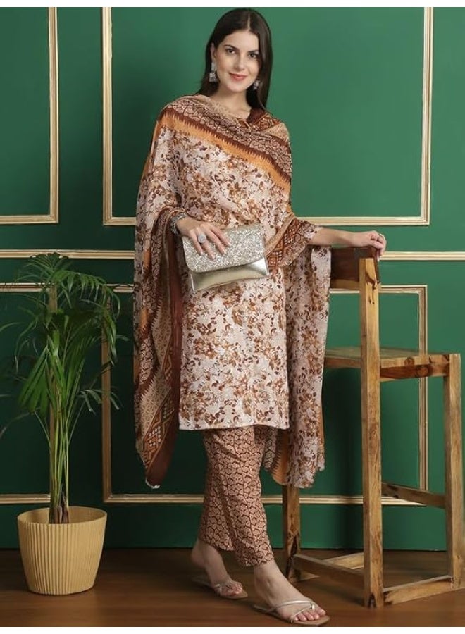 متجر Pinkmint: طقم كورتا قطنية مستقيمة ومطبوعة مع بنطال ودوباتا فاخرة - مقاس 2XL - Image 2