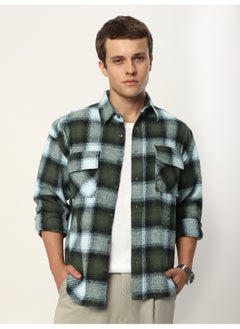 Beyoung Green Recycled Plaid Flannel Shirt  - Image 1