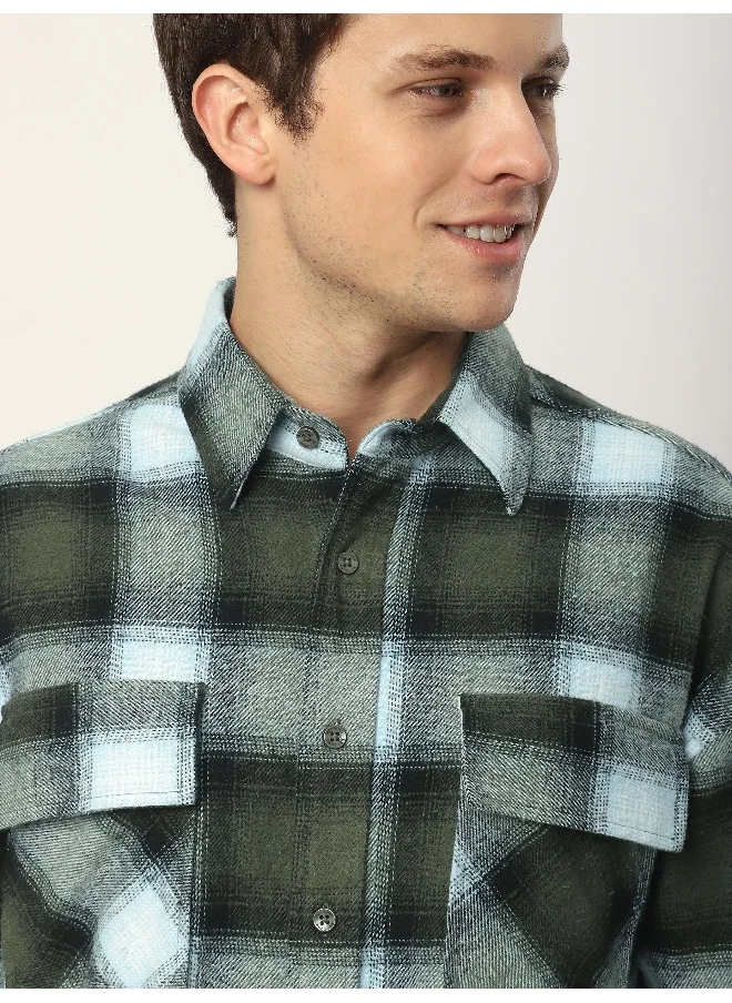 Beyoung Green Recycled Plaid Flannel Shirt