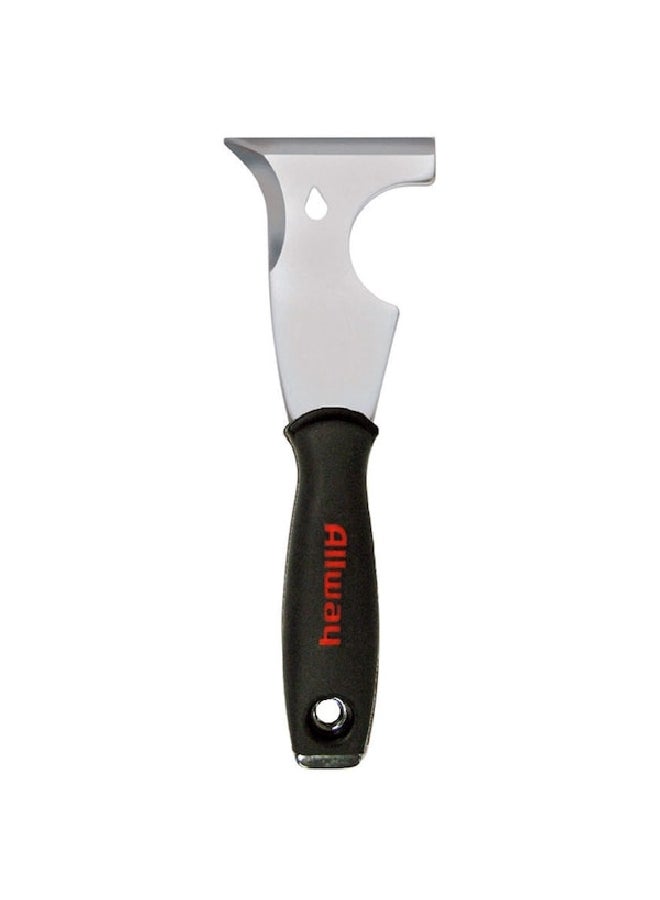 اول واي تول أداة كشط الطلاء 6 في 1 بمقبض ناعم وشفرة من الفولاذ الكربوني أسود وفضي 1 × 3 × 8.75 سم DSXG1