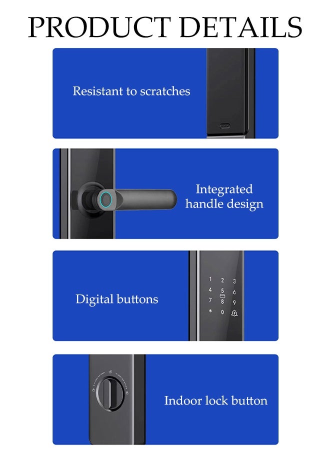 DUNISO Smart Lock，5-in-1 Fingerprint Password Lock，Fingerprint Door Lock with Touchscreen Keypad，Easy Installation，for Home, Apartment, Villa, Office, Hotel - Image 4