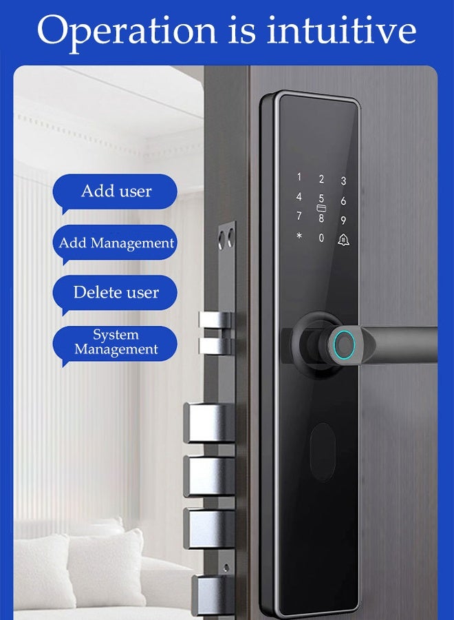 DUNISO Smart Lock，5-in-1 Fingerprint Password Lock，Fingerprint Door Lock with Touchscreen Keypad，Easy Installation，for Home, Apartment, Villa, Office, Hotel - Image 3