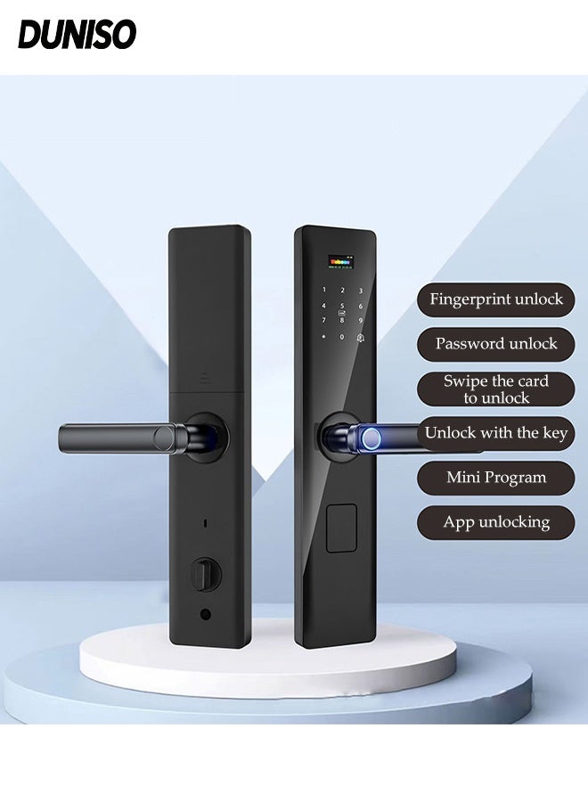 DUNISO Smart Lock，5-in-1 Fingerprint Password Lock，Fingerprint Door Lock with Touchscreen Keypad，Easy Installation，for Home, Apartment, Villa, Office, Hotel - Image 1