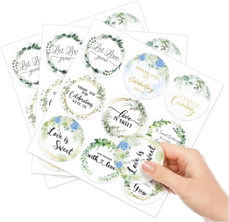 RABOWA Botanical Thank You Quote Stickers Pack for Wedding Bridal Shower Engagement Baby Favors Gift Packaging Circle Vinyl Labels 27Pcs Hat Motorcycle Water Bottles Car Bike - Image 1