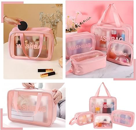 Keetly Makeup Bag Cosmetic Bag for Women Waterproof Portable Makeup Pouch Travel Toiletry Bag for Girls Vanity Bag for Makeup Kit Storage Organizer Make Up Box Brush Bags Pink - Image 3