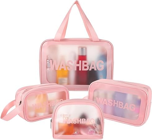 Keetly Makeup Bag Cosmetic Bag for Women Waterproof Portable Makeup Pouch Travel Toiletry Bag for Girls Vanity Bag for Makeup Kit Storage Organizer Make Up Box Brush Bags Pink - Image 1