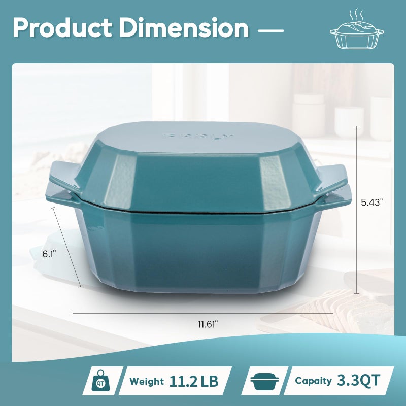 FRRLY Enameled Cast Iron Dutch Oven for Bread Baking â€“ 3QT Oval Round Heavy Duty Bread Pan with Lid, Non-Stick Ceramic Coating,Loaf Cast Iron Bread Oven for Sourdough, Baking, Roasting, Braising, Stovetop & Oven Safe - Image 2