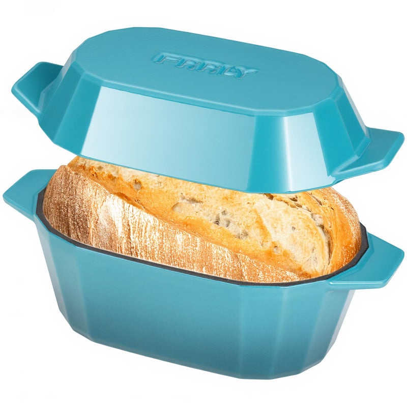 FRRLY Enameled Cast Iron Dutch Oven for Bread Baking â€“ 3QT Oval Round Heavy Duty Bread Pan with Lid, Non-Stick Ceramic Coating,Loaf Cast Iron Bread Oven for Sourdough, Baking, Roasting, Braising, Stovetop & Oven Safe - Image 1