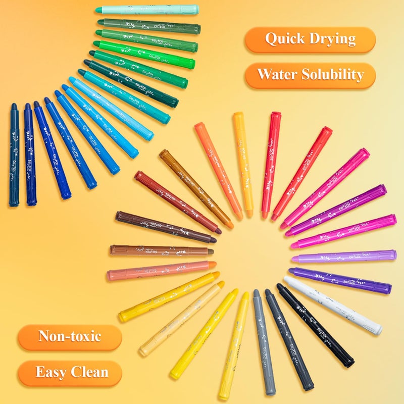 M&G 24 Pcs Tempera Paint Sticks, 24 Colors Solid Tempera Paint Set for artists, Washable, Paint Sticks Quick Drying, Non-Toxic, Works Great on Paper Wood Glass - Image 3