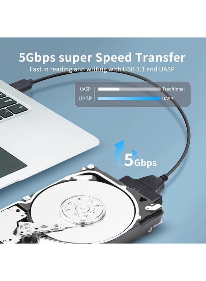 XNOIK Ultra Fast 2 in 1 SATA to USB 3 0 Adapter Cable for 2 5 Inch HDD SSD 5Gbps USB Powered - Image 4