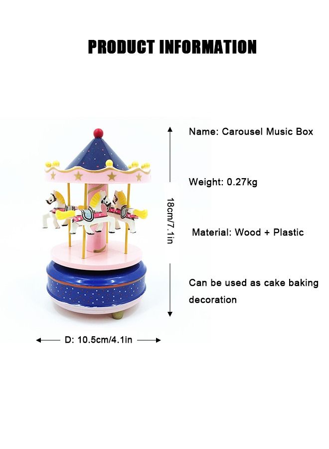 Carousel Music Box, Baking cake ornaments, spinning music boxes for girls (Blue/Pink)  - Image 5