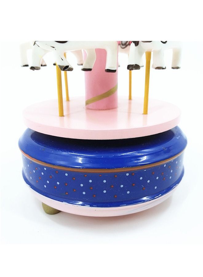 Carousel Music Box, Baking cake ornaments, spinning music boxes for girls (Blue/Pink)  - Image 3