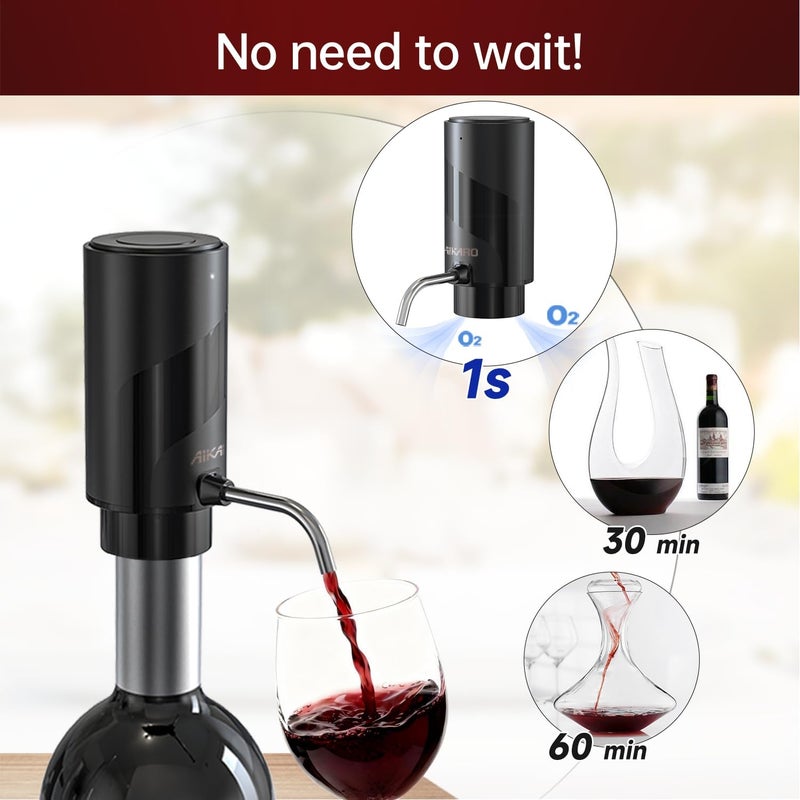 AIKARO - Electric Wine Aerator Pourer Rechargeable Automatic Electronic Decanter with Base - Image 3