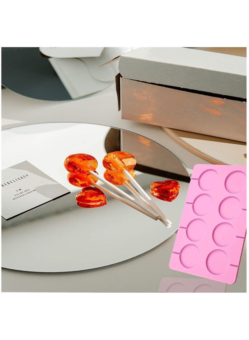 Silicone Lollipop Moulds, 8 Capacity Round Chocolate Hard Candy Ice Great for Lollipop, Sucker, Candy, Chocolate, Cake Pop