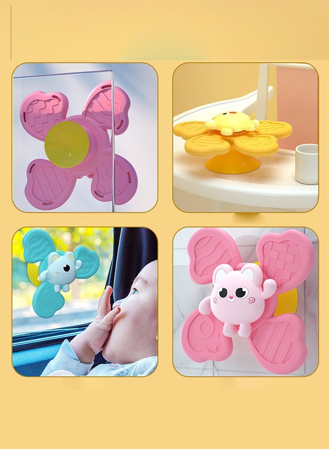 Travel Toys for Toddlers  Suction Cup Spinner Toys for Boy Girl Birthday Gift - Sensory Spinning Baby Bath Toys（Pink）  - Image 3