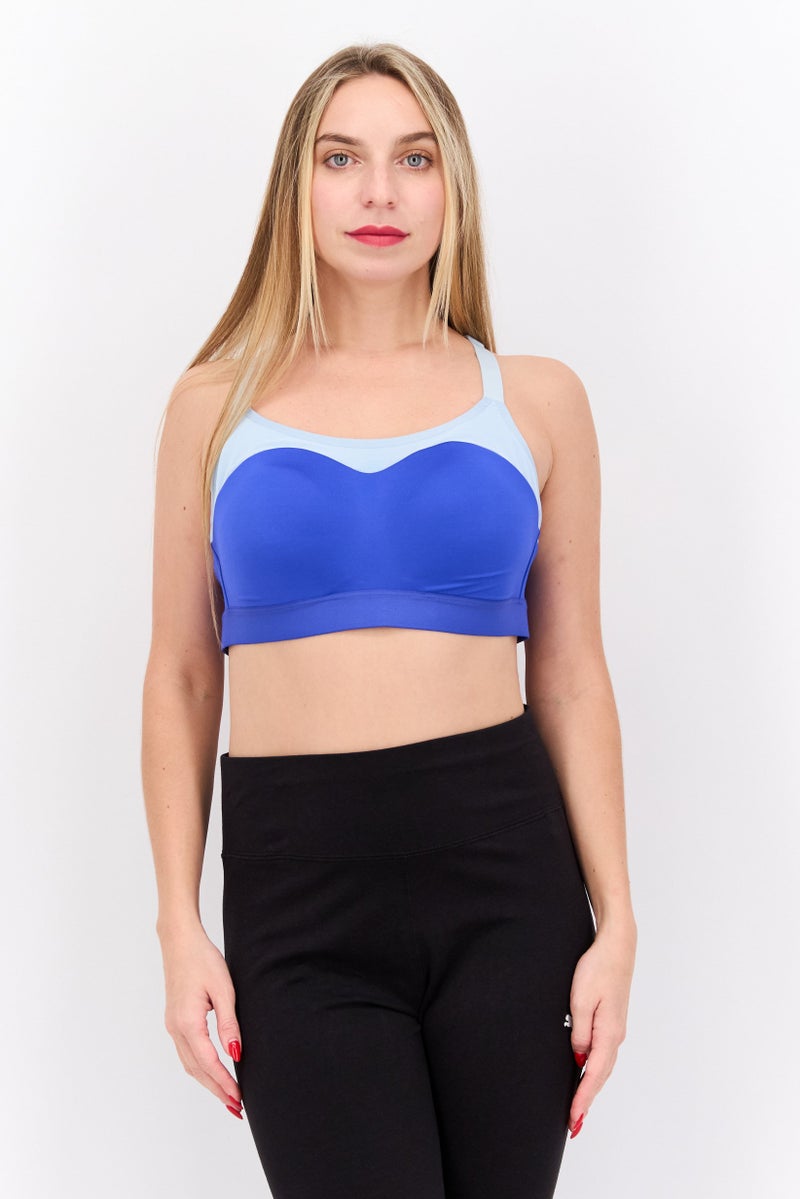 Brooks حمالة صدر رياضية للنساء مبطنة قليلاً للركض، زرقاء - Image 1