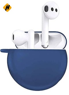 HuHa Silicone Case Cover for Huawei FreeBuds 3 - Anti-Shock Full Protection with Carabiner and Charging Port Accessibility - Blue  - Image 1