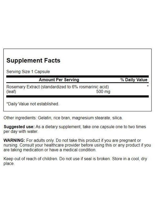 Swanson Rosemary Extract 500 Milligrams 60 Capsules - Image 2