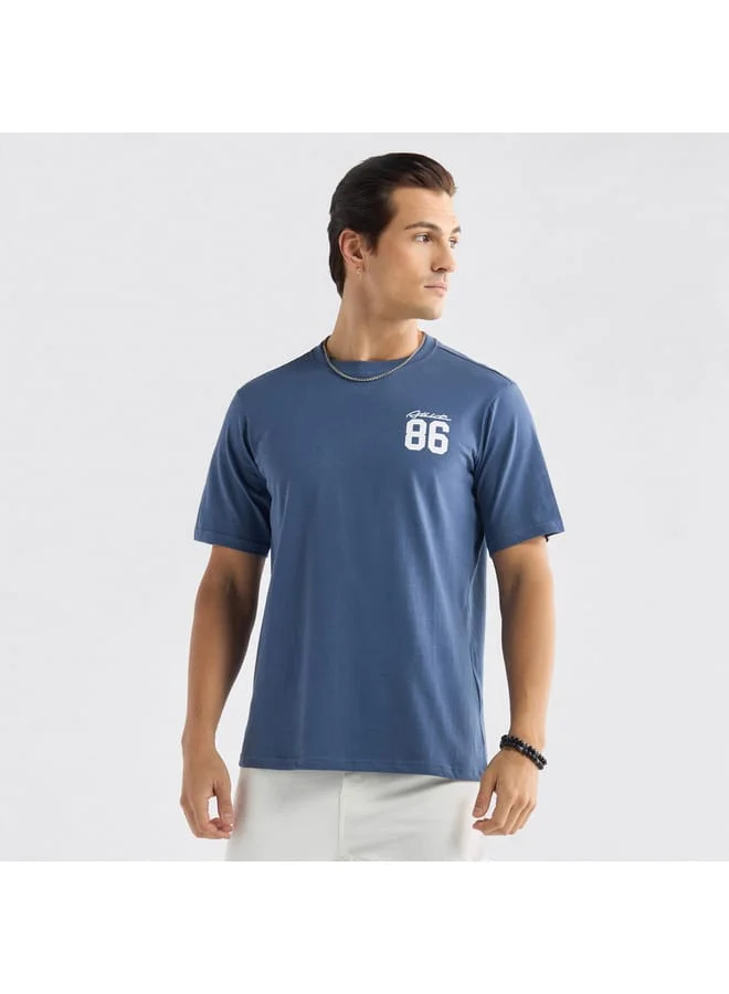 Splash FAV Graphic Print T-shirt with Crew Neck and Short Sleeves