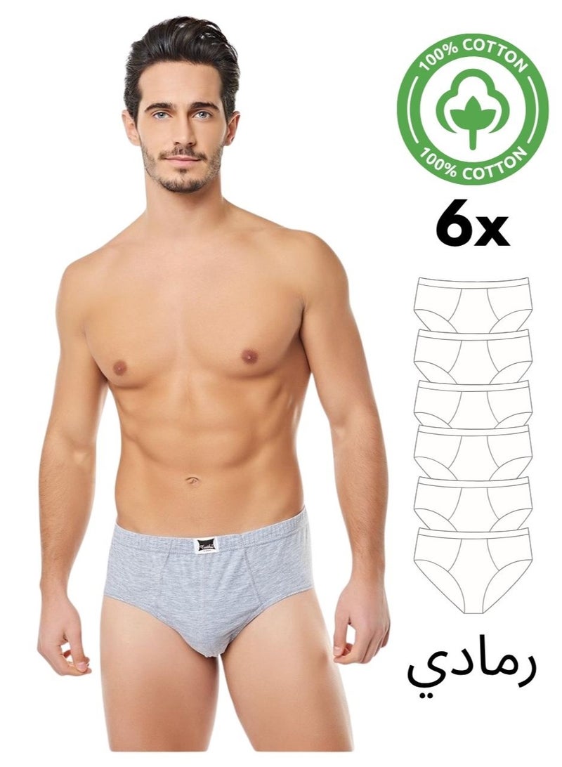 توتكو 6 عبوات من القطن الممشط الرمادي السادة للرجال