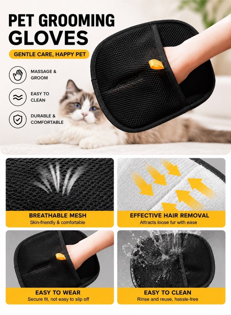 Saudi Select Pet Grooming Glove – Dual-Sided Reusable Pet Hair Remover Mitt for Dogs & Cats, Deshedding Brush for Long or Short Hair, Gentle Massage Glove for Bathing & Cleaning Furniture - Image 3