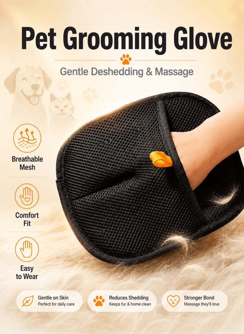 Saudi Select Pet Grooming Glove – Dual-Sided Reusable Pet Hair Remover Mitt for Dogs & Cats, Deshedding Brush for Long or Short Hair, Gentle Massage Glove for Bathing & Cleaning Furniture - Image 2