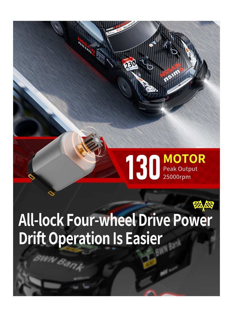 أنمي 1:20 مقياس سيارة التحكم عن بعد ، سيارة RC عالية السرعة مع مصابيح LED ، بطاريات عجلات الانجراف x2 (أسود) - Image 3