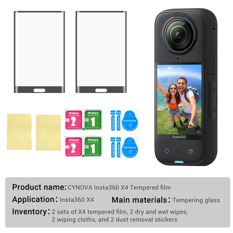 CYNOVA Insta 360 X5 Screen Protector for insta360 X5/ X4 Accessories, Ultra HD Tempered Film Glass Screen Protector for insta360 X5 / X4 Camera, 9H Hardness, Scratch Resistant 2 Pack - Image 3