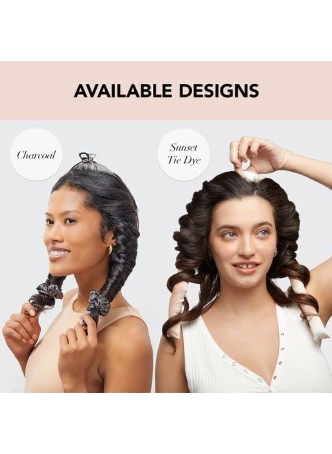 Kitsch - Satin Heatless Curling Set, No Heat Hair Rollers for Effortless Overnight Curls, Includes Curling Rod and Satin Scrunchies in Sunset Tie-Dye - Image 1