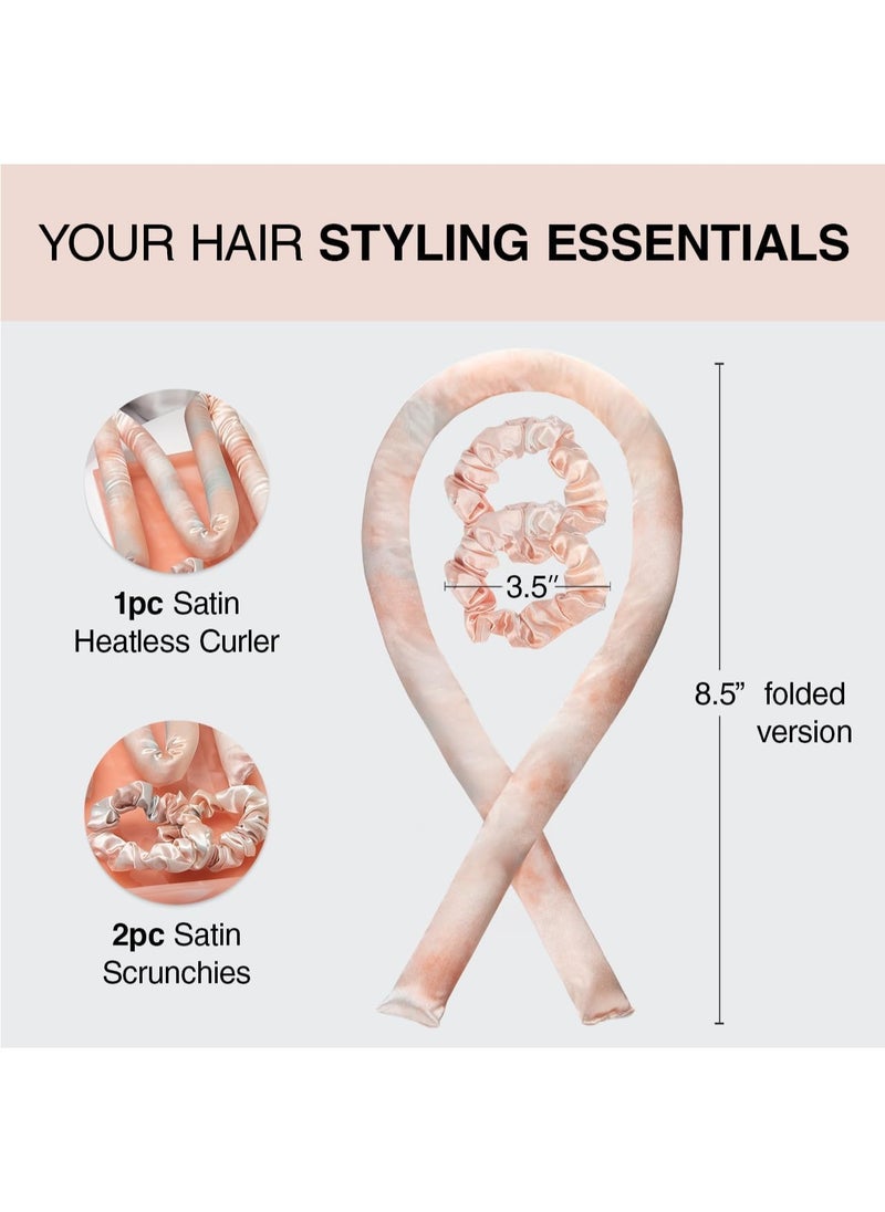 Kitsch - Satin Heatless Curling Set, No Heat Hair Rollers for Effortless Overnight Curls, Includes Curling Rod and Satin Scrunchies in Sunset Tie-Dye - Image 1