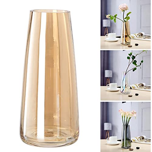 The Purple Tree Tapered Glass Vase For Home Decor Round Shape Center Table Bedroom Living Room And Office Decoration (Pack Of 1, Amber) Luster Glass Vase, Decorative Vase - Image 5