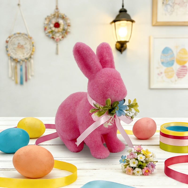 Party Magic Pink Bunny Decoration  – Standing Easter Figurine for Spring Home & Tabletop - Image 4