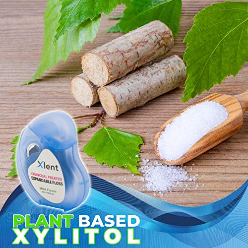 Xlent Expandable Floss Treated with Activated Charcoal with Xylitol and Natural Plant Based Wax |Fresh Mint Flavor | 50 Meter (6 Count) - Image 4