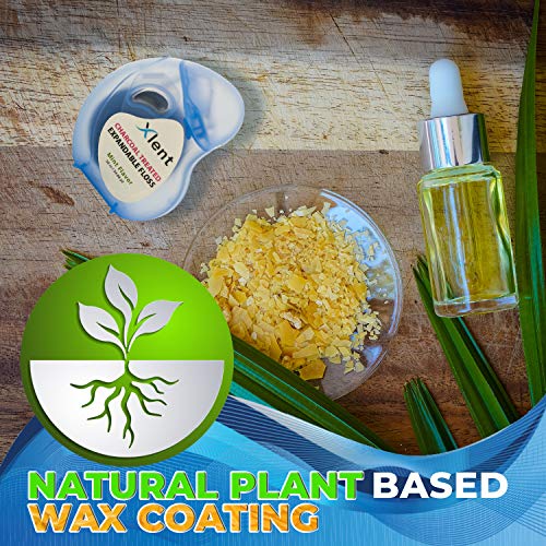 Xlent Expandable Floss Treated with Activated Charcoal with Xylitol and Natural Plant Based Wax |Fresh Mint Flavor | 50 Meter (6 Count) - Image 3