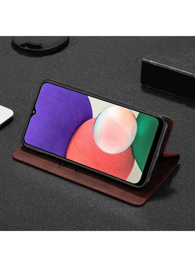 Generic - Applicable To For SamsungA22 5G Magnetic Mobile Phone Case Card-inserting Line A52 Drop-resistant Case A21S Flip Mobile Phone Leather Case-Color:Blue-Applicable Model:For SamsungXcover 5 - Image 1
