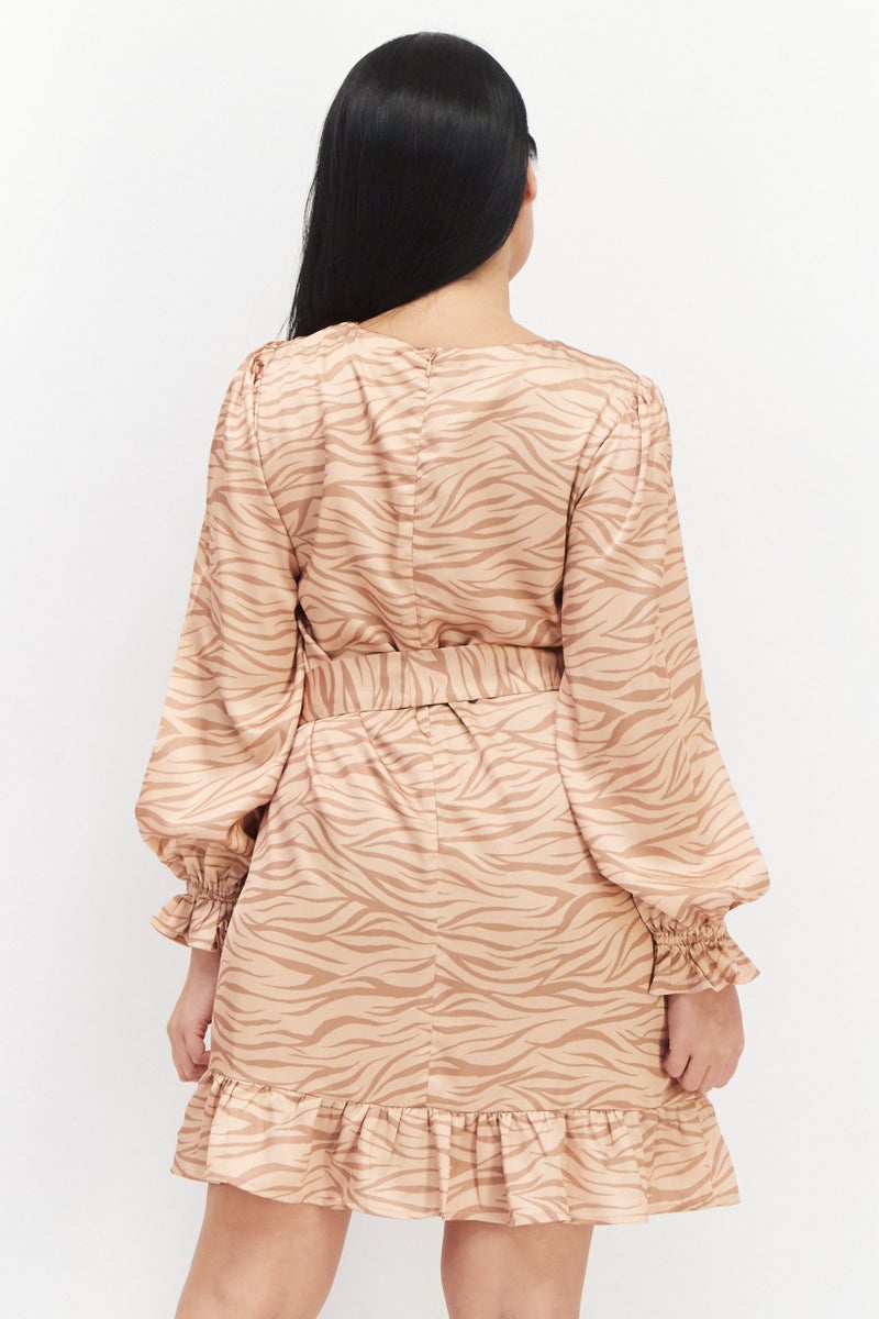 Lost + Wander Women Allover Print Mini Dress, Tan - Image 2