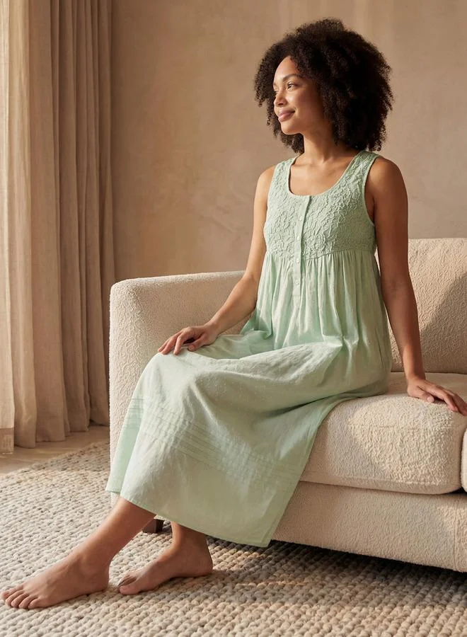 Splash FAV Night Dress Sleeveless Textured Cotton