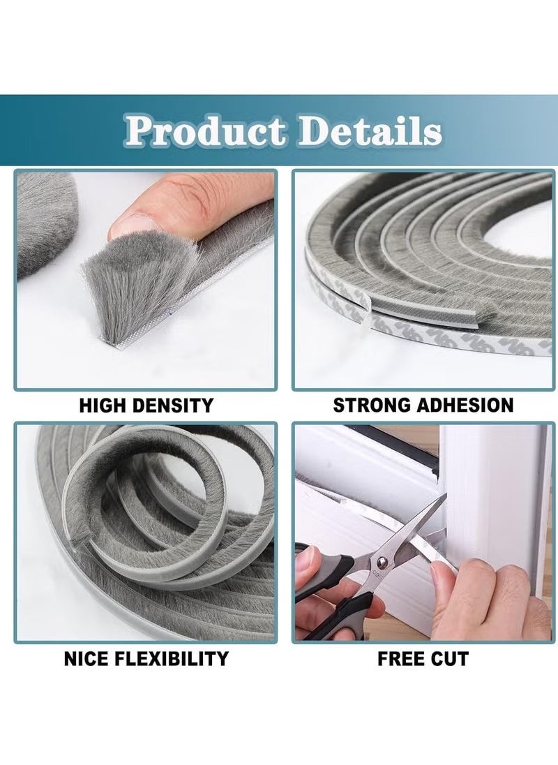 10 Meter Weather Stripping Door Seal Self Adhesive Brush Weather Seal Strip for Windows and Doors Felt Door Seal Window Insulation Sealing Strip Brush Weatherstrip 9mm Wide 9mm Thick  - Image 2