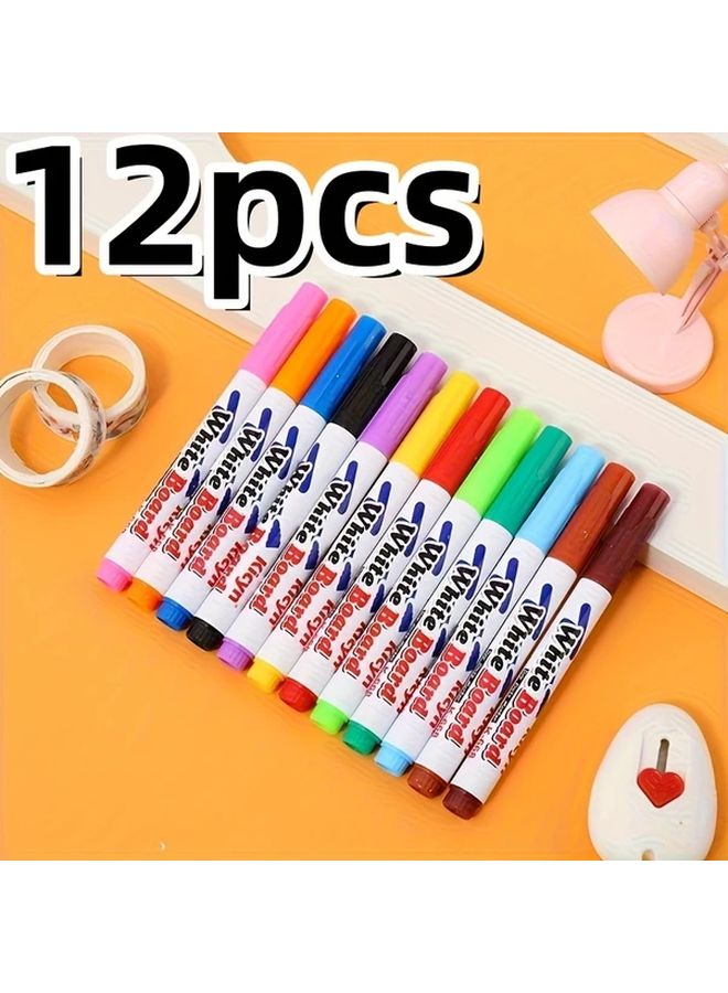 12 Color Washable Whiteboard Markers Set with Floating Spoon Non Toxic - Image 4