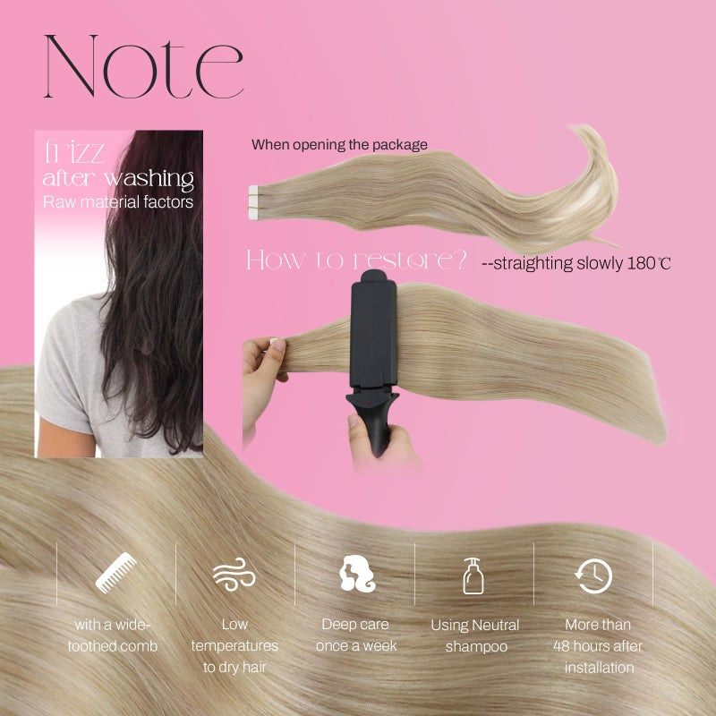 Moresoo Human Hair Extensions Tape in Human Hair Tape in Hair Extensions Ash Blonde Mix with Bleach Blonde Glue in Real Human Hair 12 Inch #P18/613 20pcs 30g - Image 5